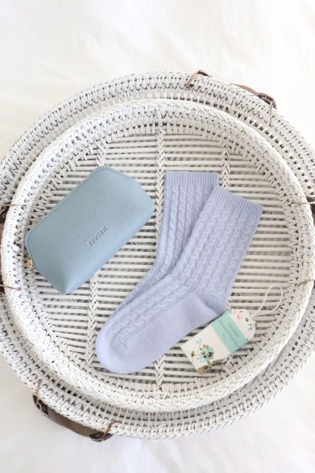 Cashmere Cable Knit Bed Socks Blue