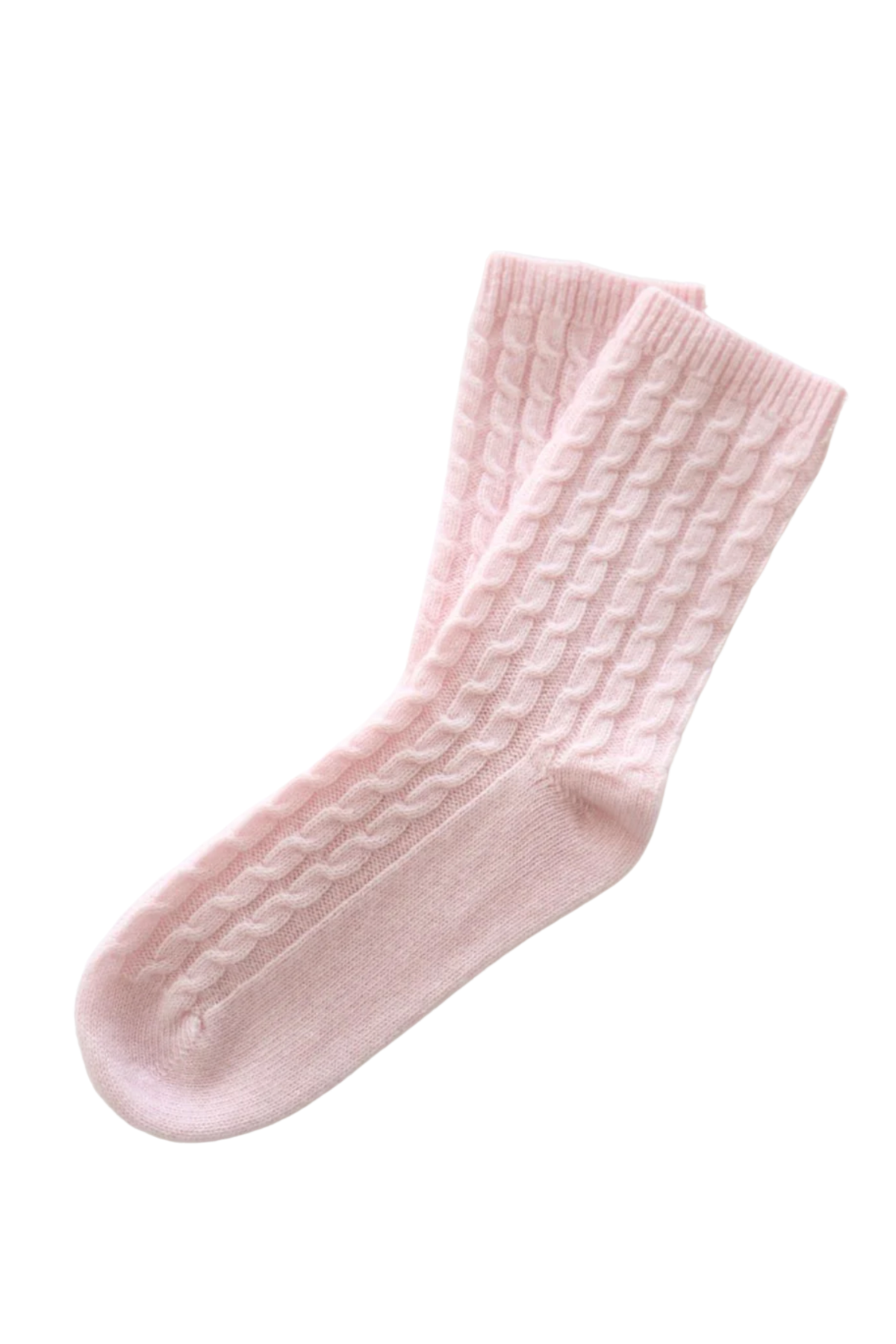 Cashmere Cable Knit Bed Socks Pink