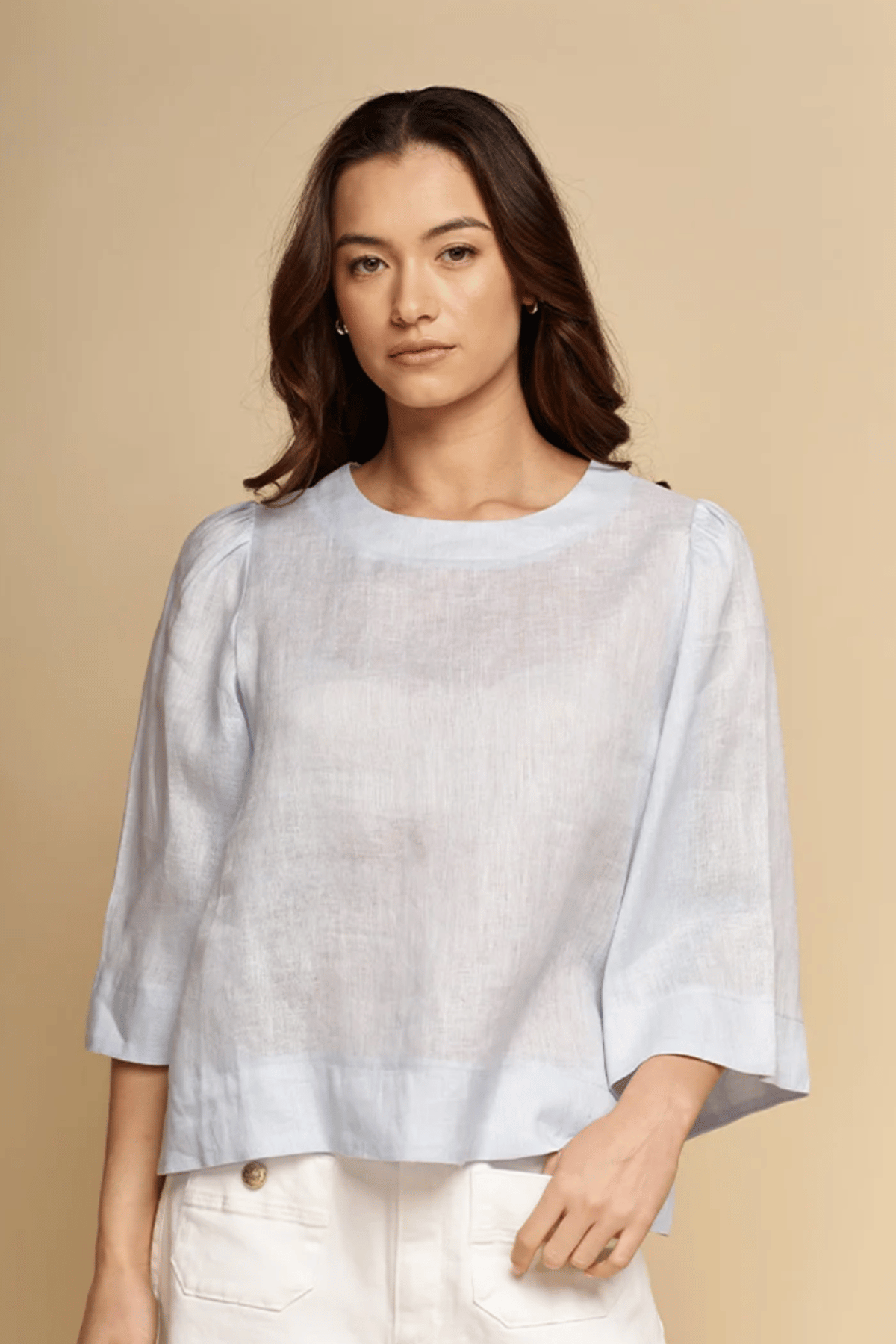 Michelle Linen Top Blue