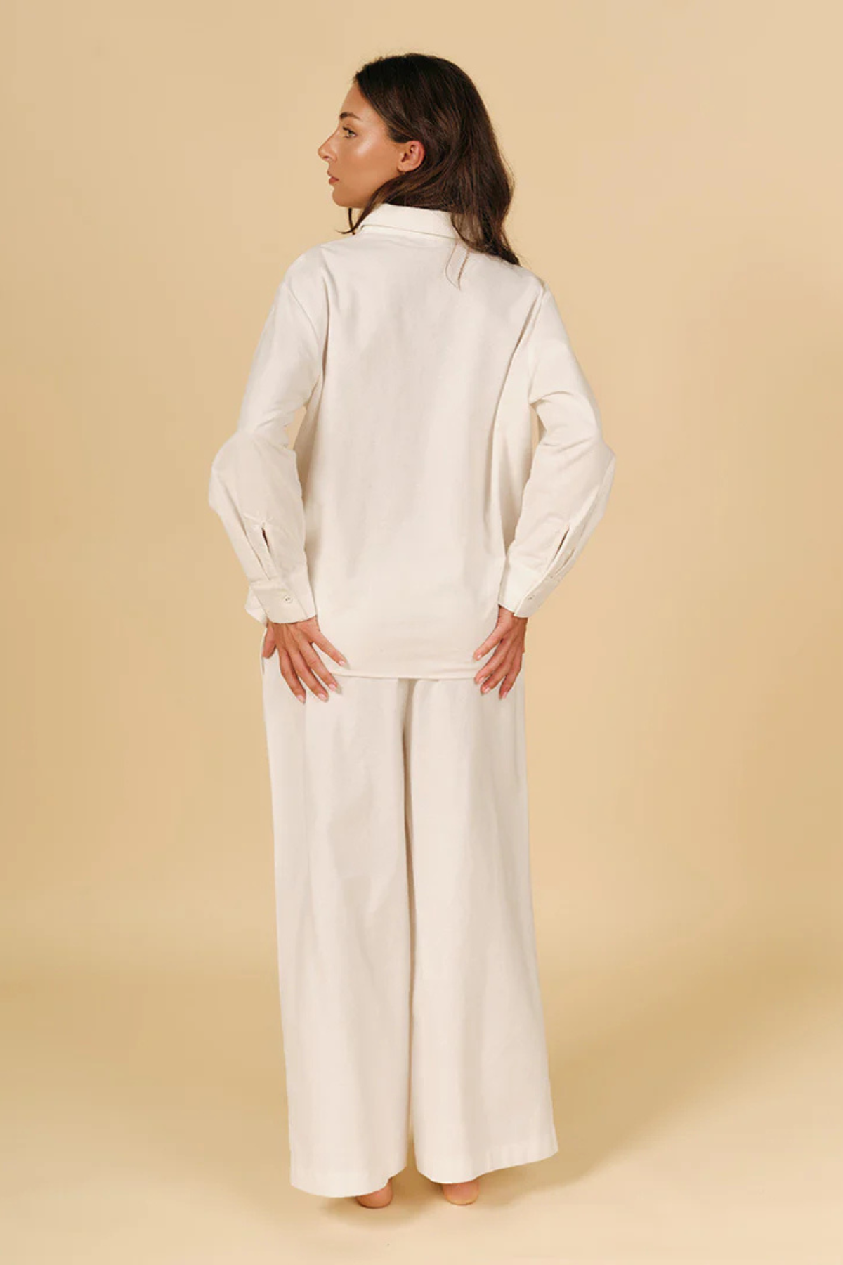 Insignia Flannel Long Sleeve Pyjama White