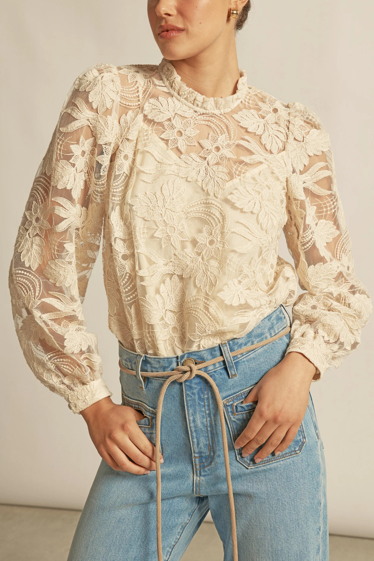 Glint Top Ecru