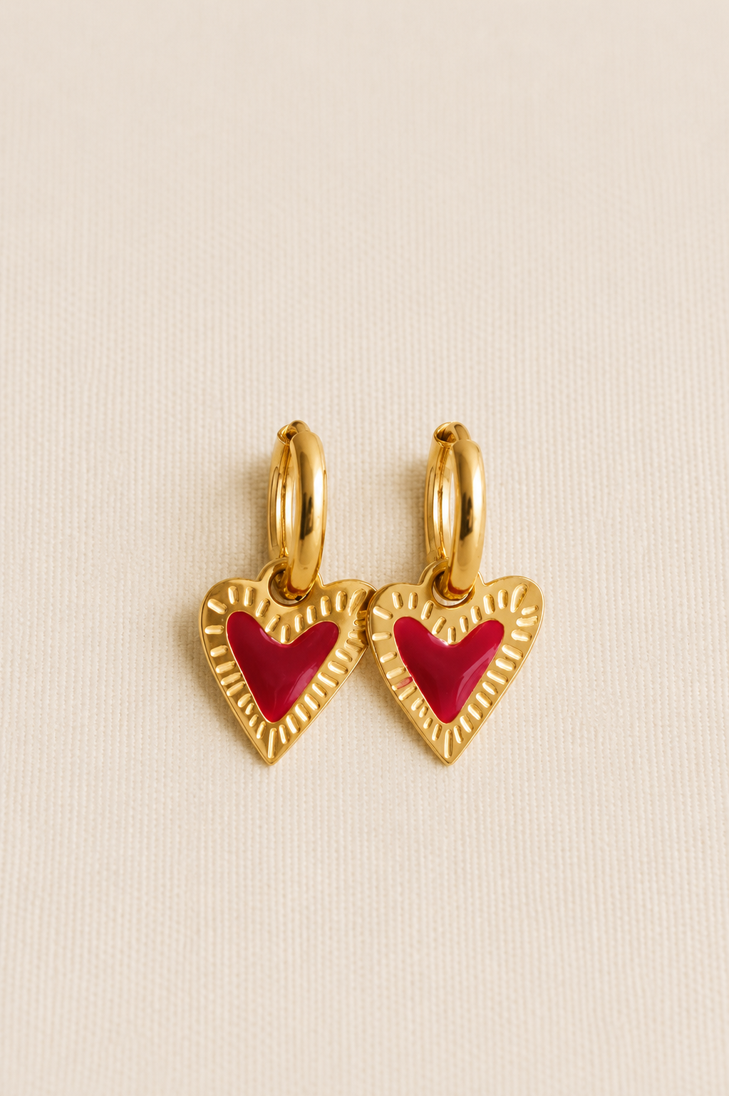 Hoop Earrings Fantasy Heart Cerise
