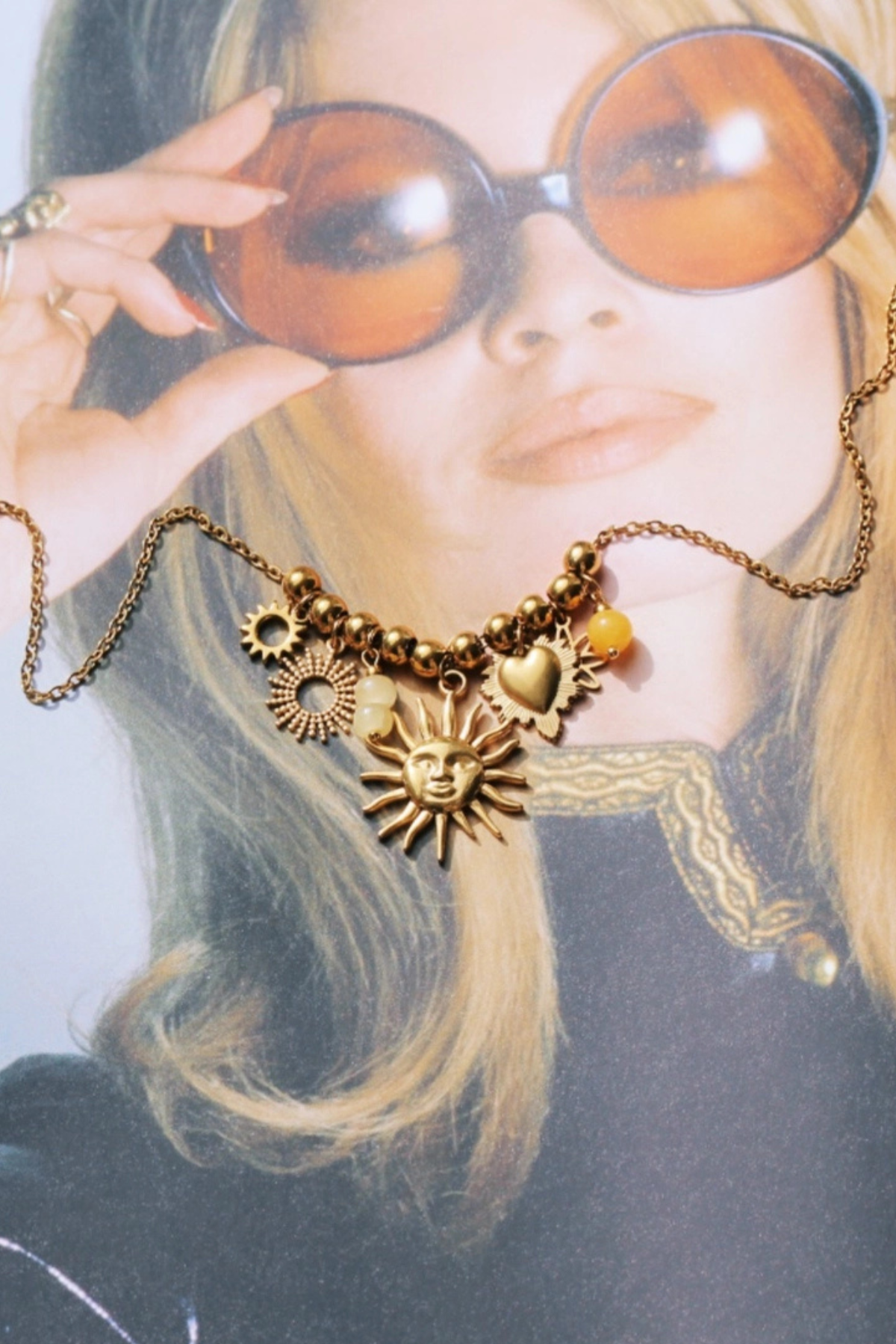Beaded Charm Necklace Kissed By the Sun