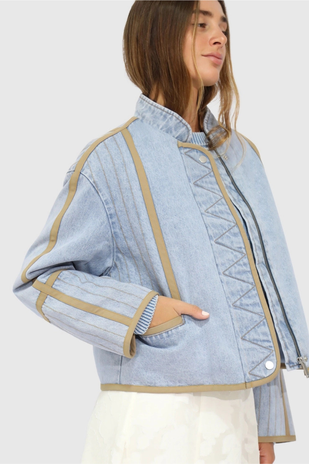 Free and Forward Quilted Denim Jacket
