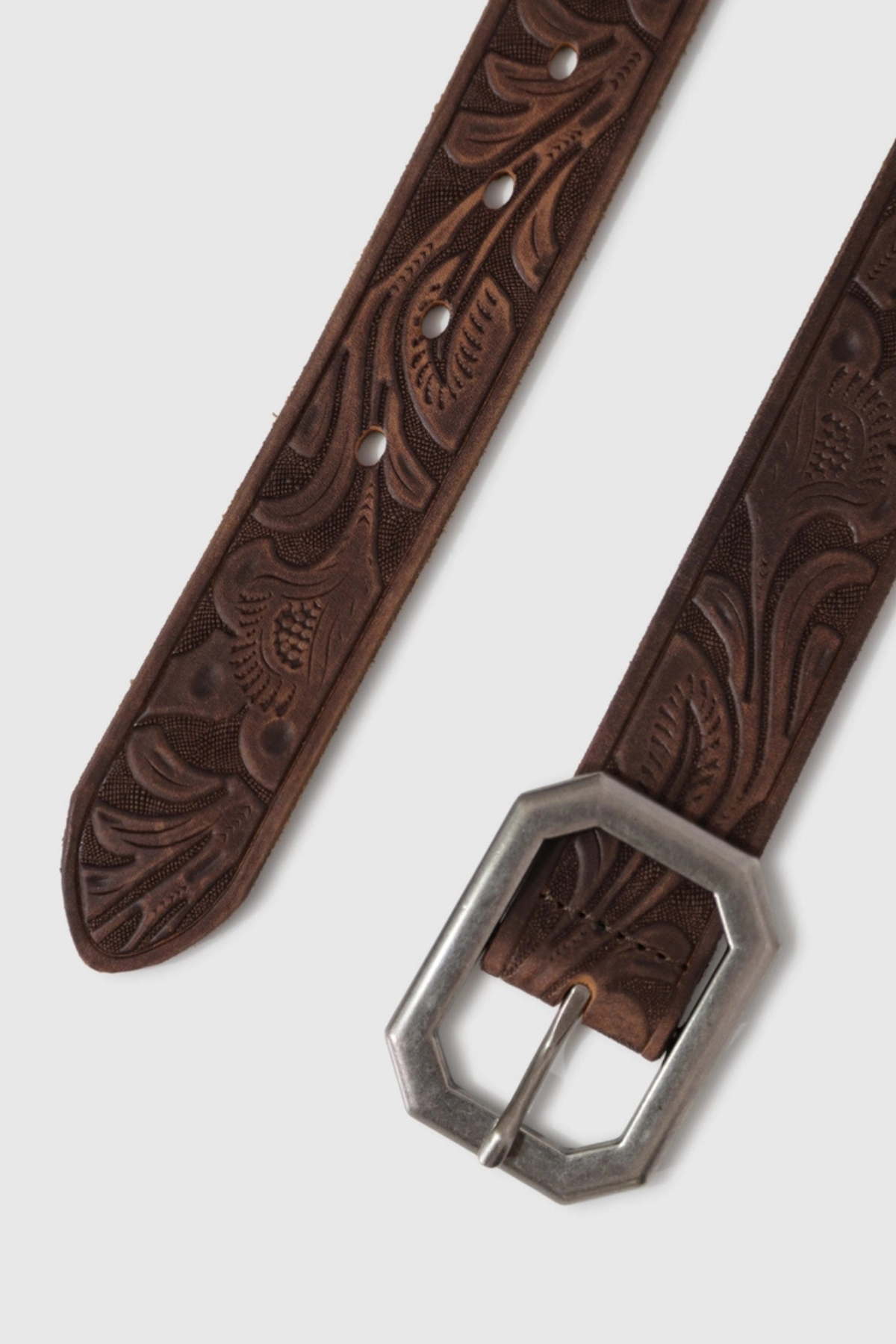 Stand By Me Embossed Leather Belt Chocolate