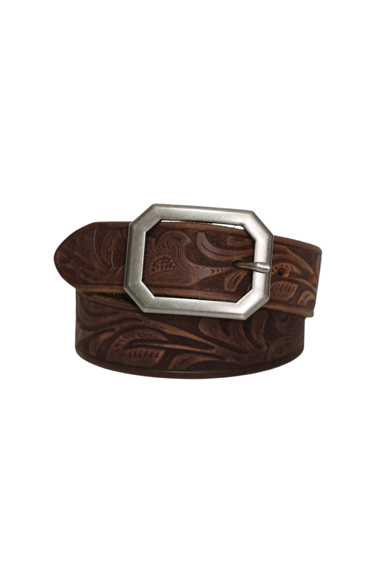 Stand By Me Embossed Leather Belt Chocolate