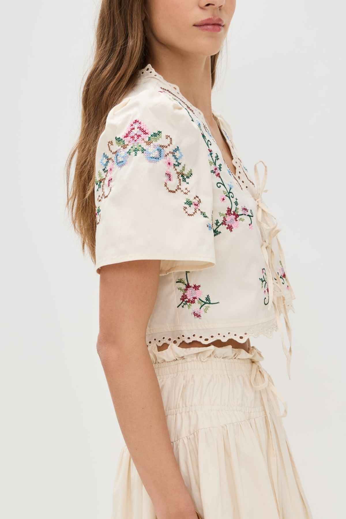 Cross Stitch Floral Blouse
