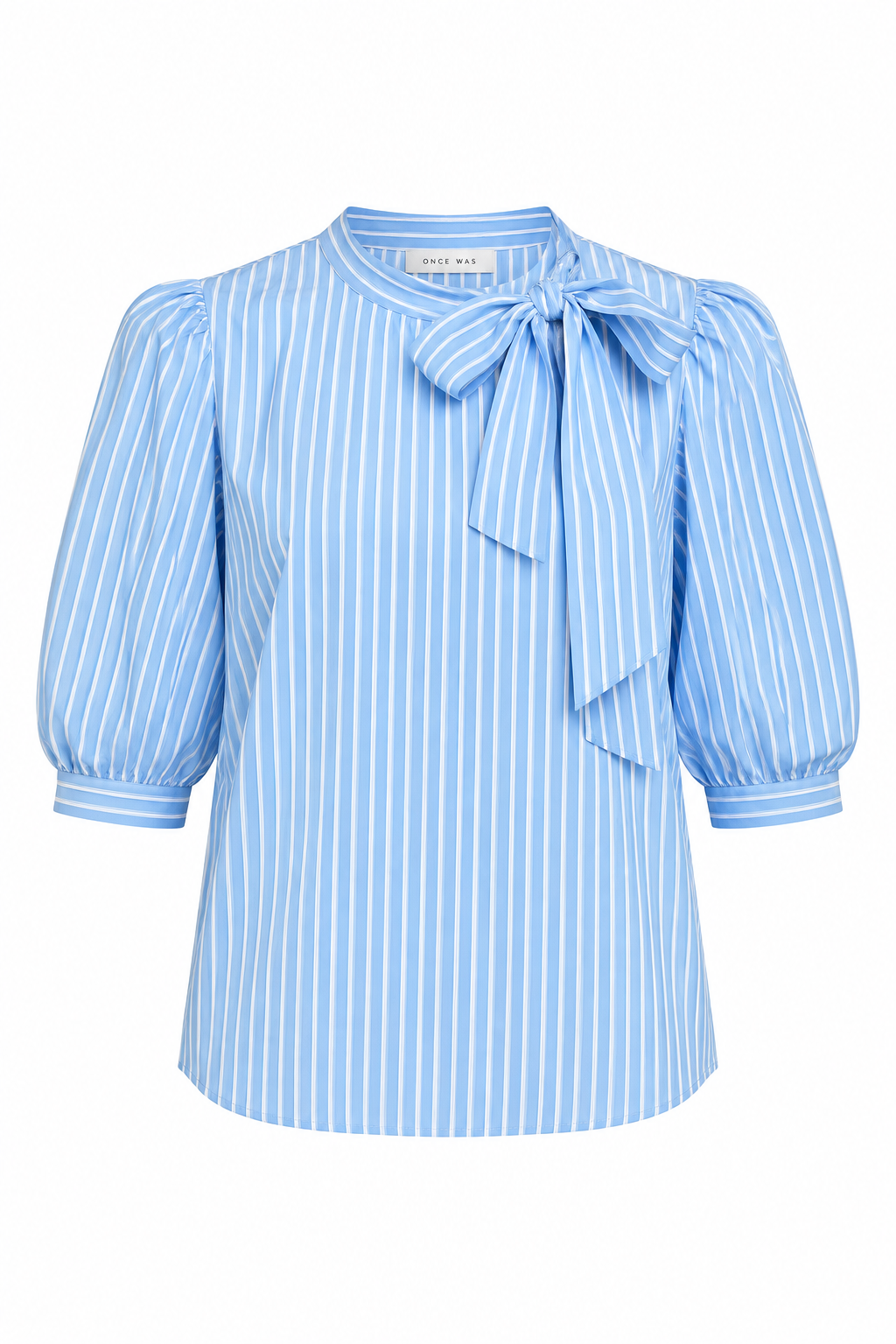 Striped Bow Blouse Blue