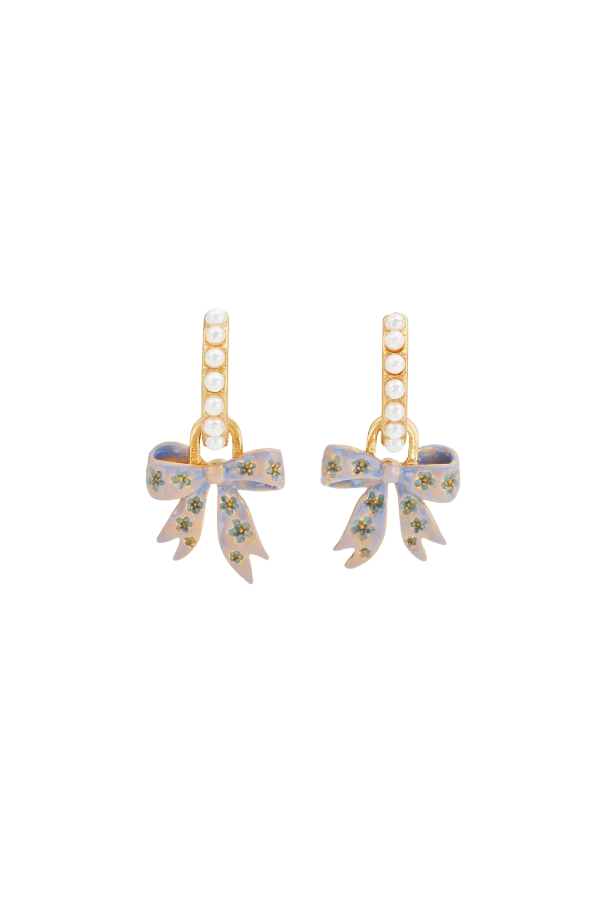 Bow Pearl Huggie Earrings
