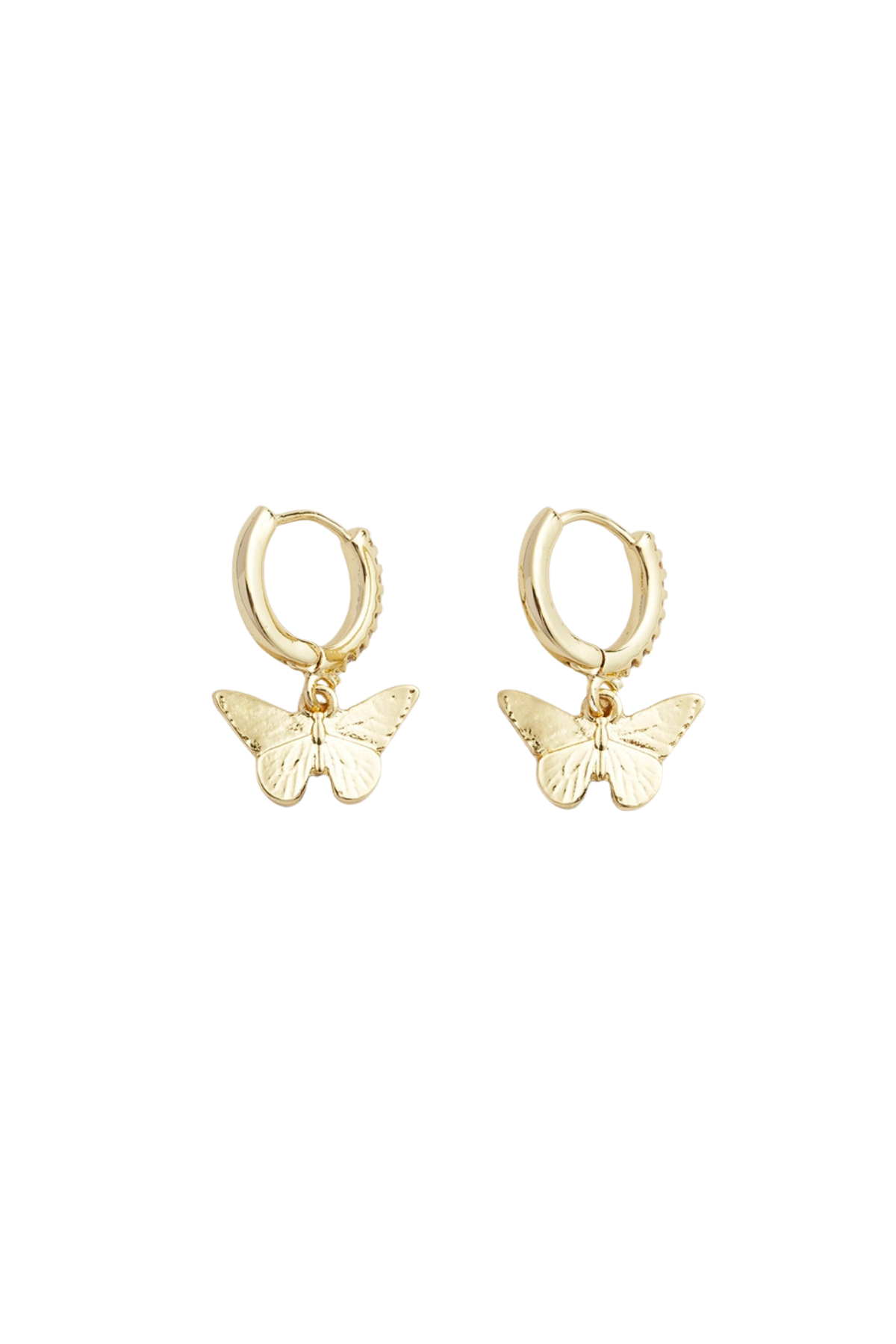 Enamel Blue Butterfly Huggie Earrings