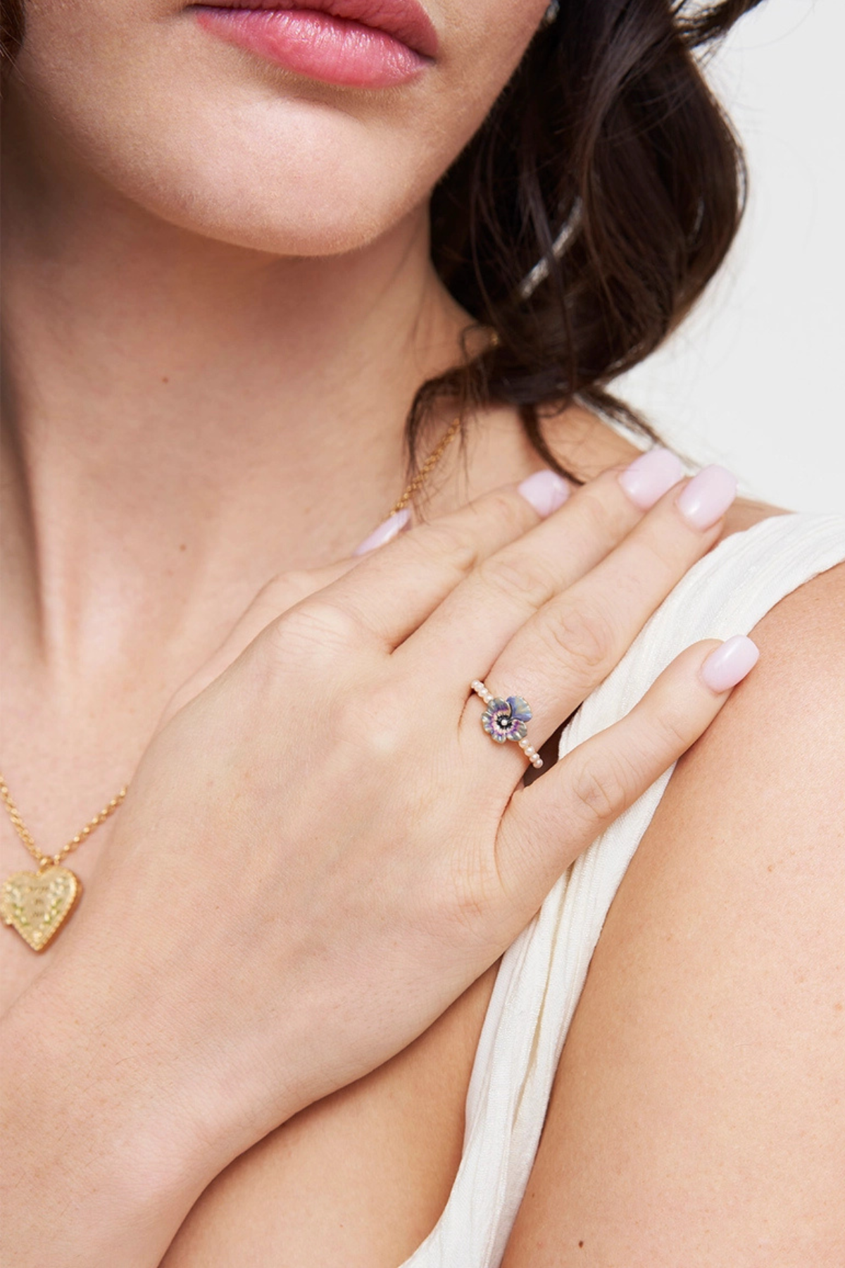 Pansy Pearl Ring