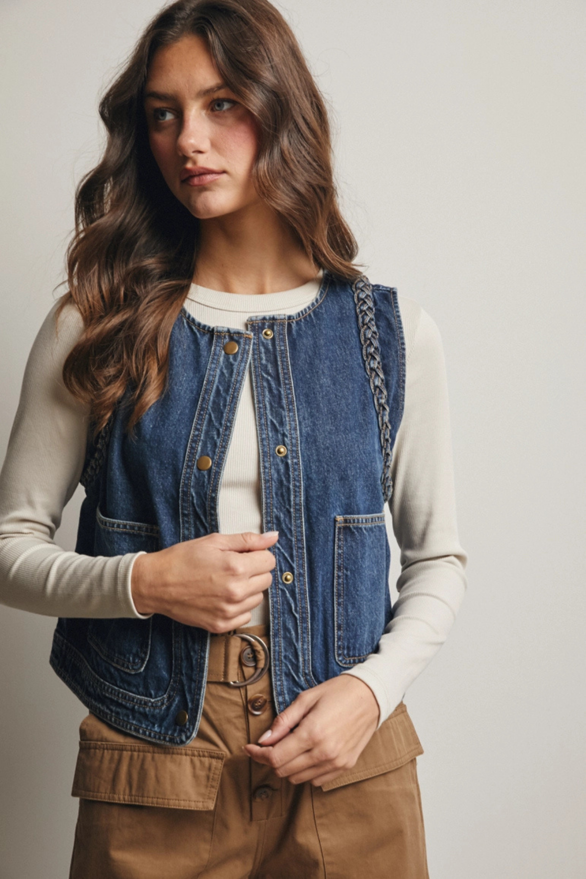 Braided Denim Vest