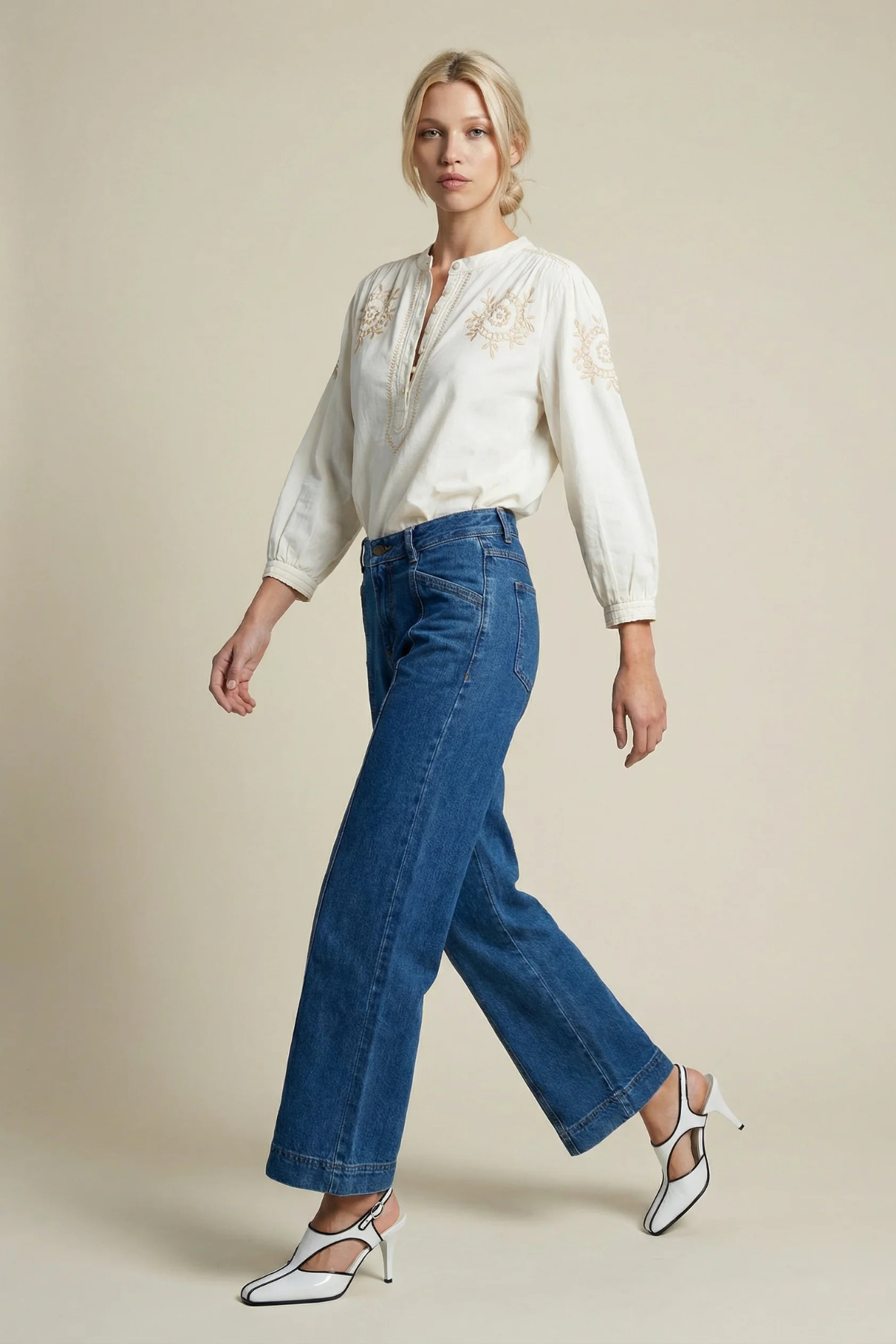 Jane Ecru Denim Blouse