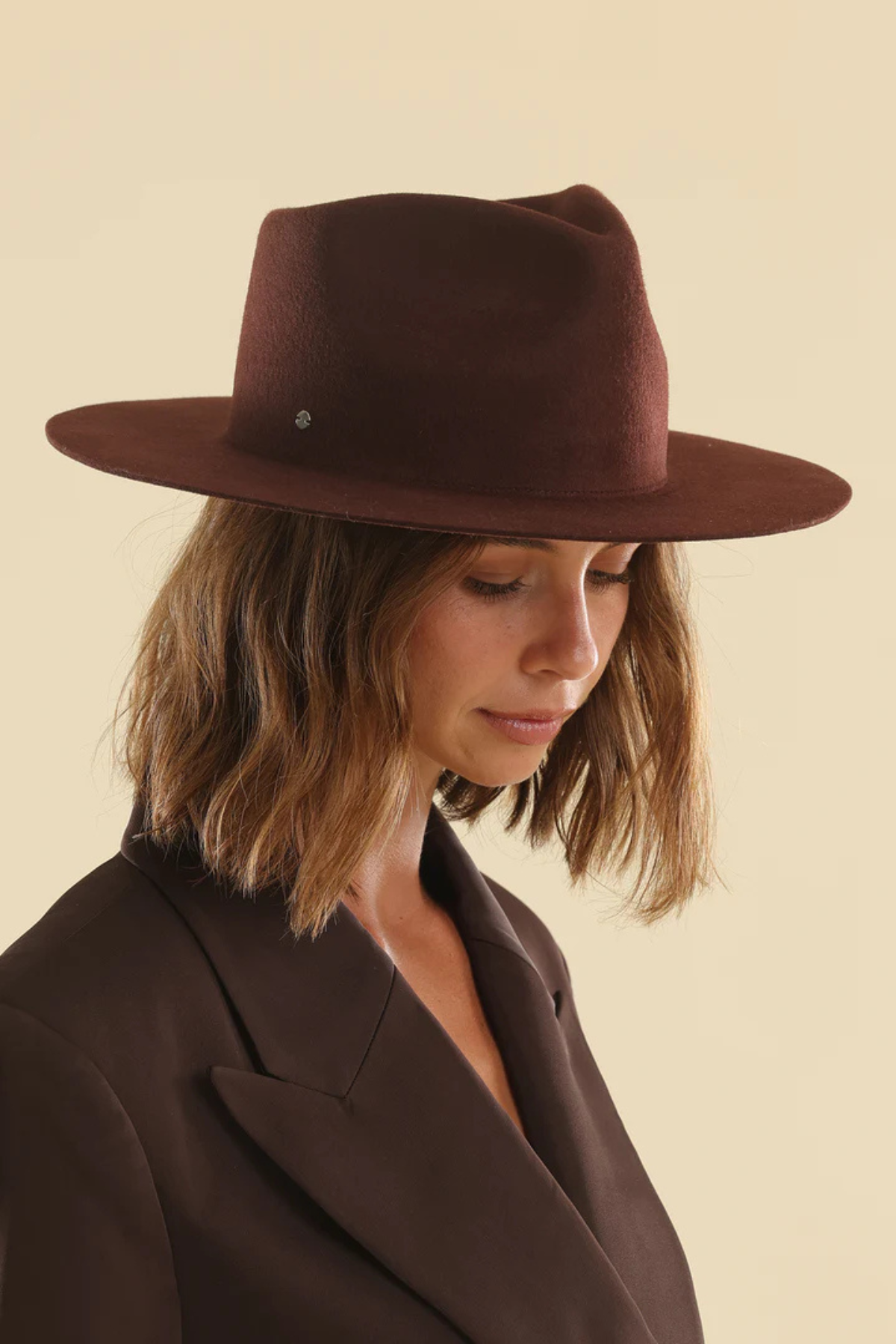 Amelia Wool Fedora in Chocolate
