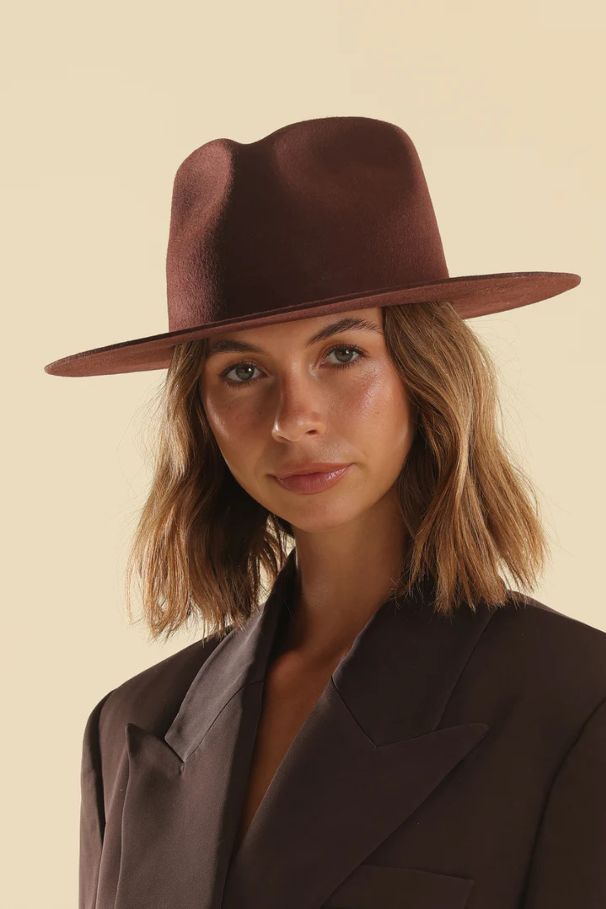 Amelia Wool Fedora in Chocolate