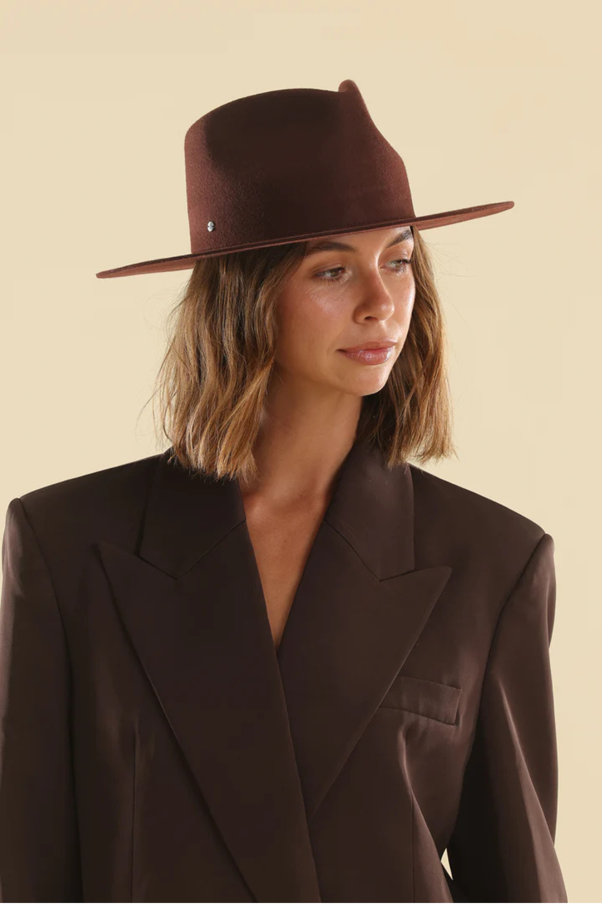 Amelia Wool Fedora in Chocolate