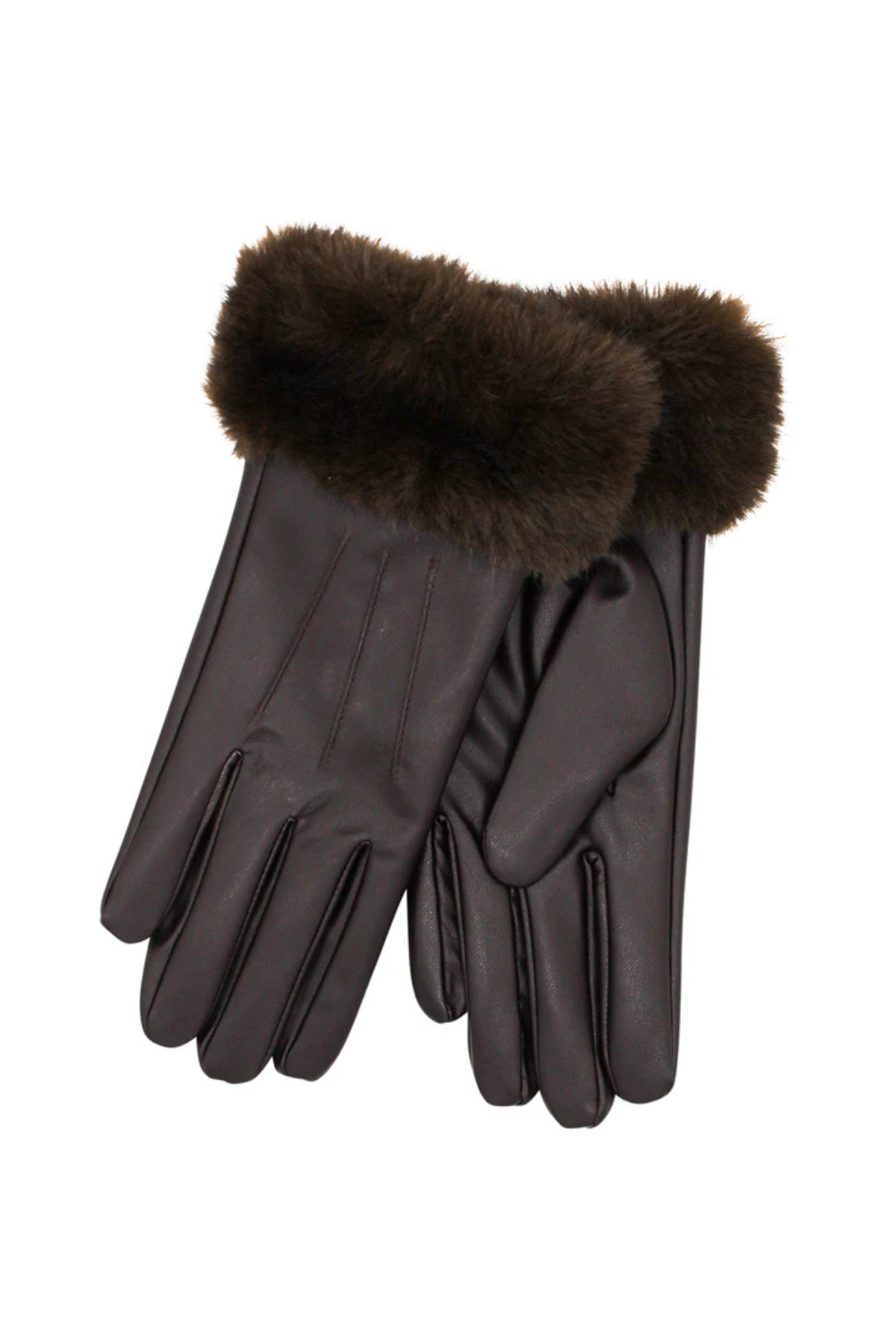 Gia Faux Leather Gloves Chocolate