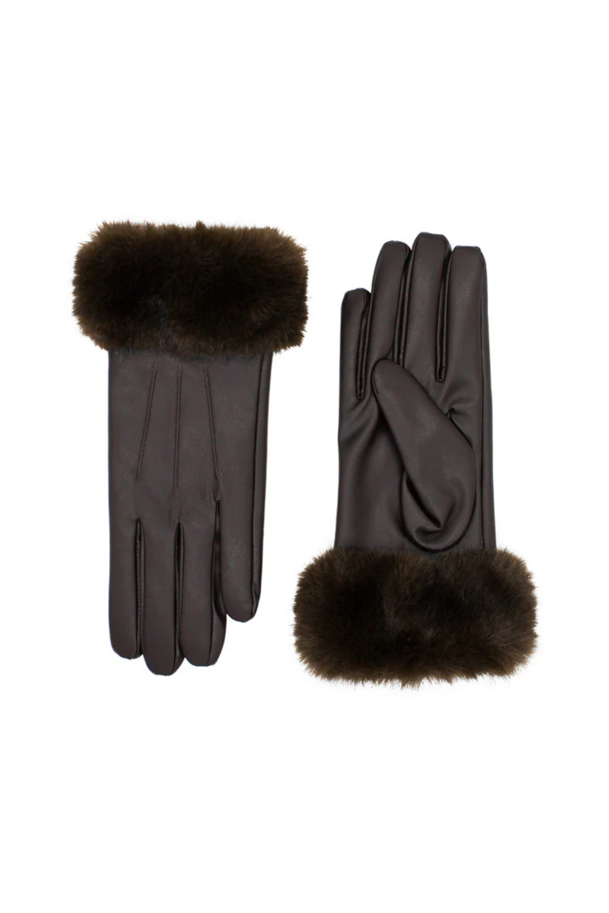 Gia Faux Leather Gloves Chocolate