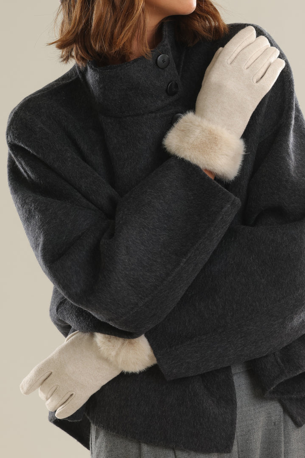 Tammy Faux Fur Gloves Cream