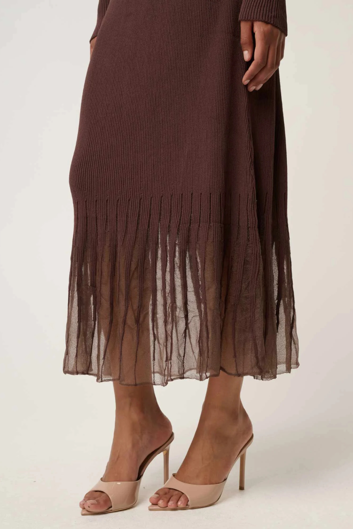 Rhiannon Sheer Knit Dress Mocha