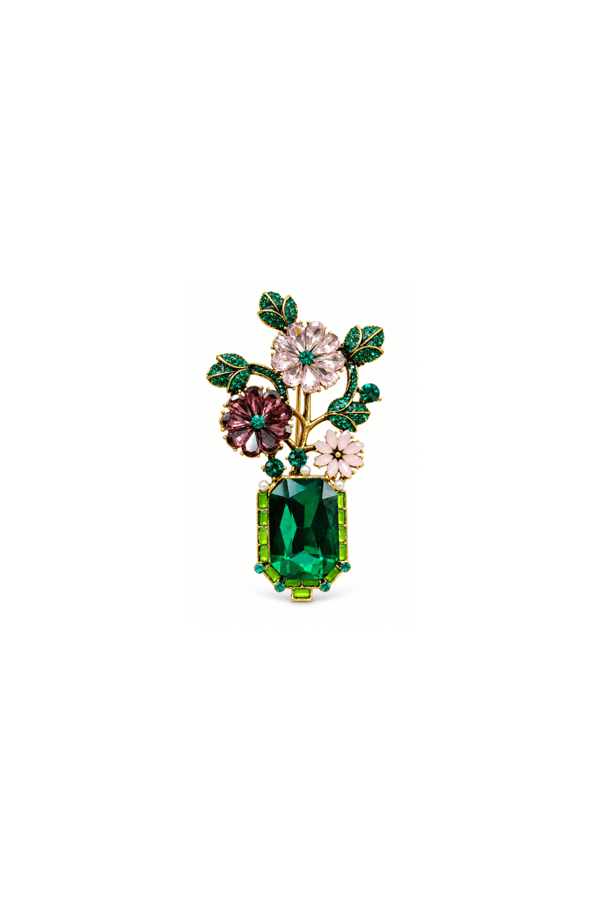 Vintage Vase Of Flowers Brooch