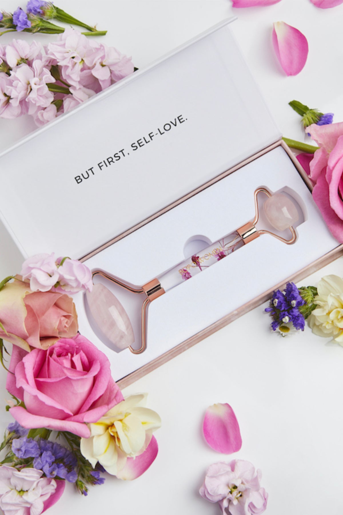 Floral Rose Quartz Facial Roller
