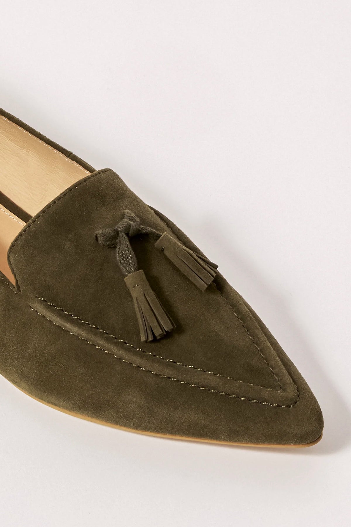 Poplar Pointed Flat Khaki Suede