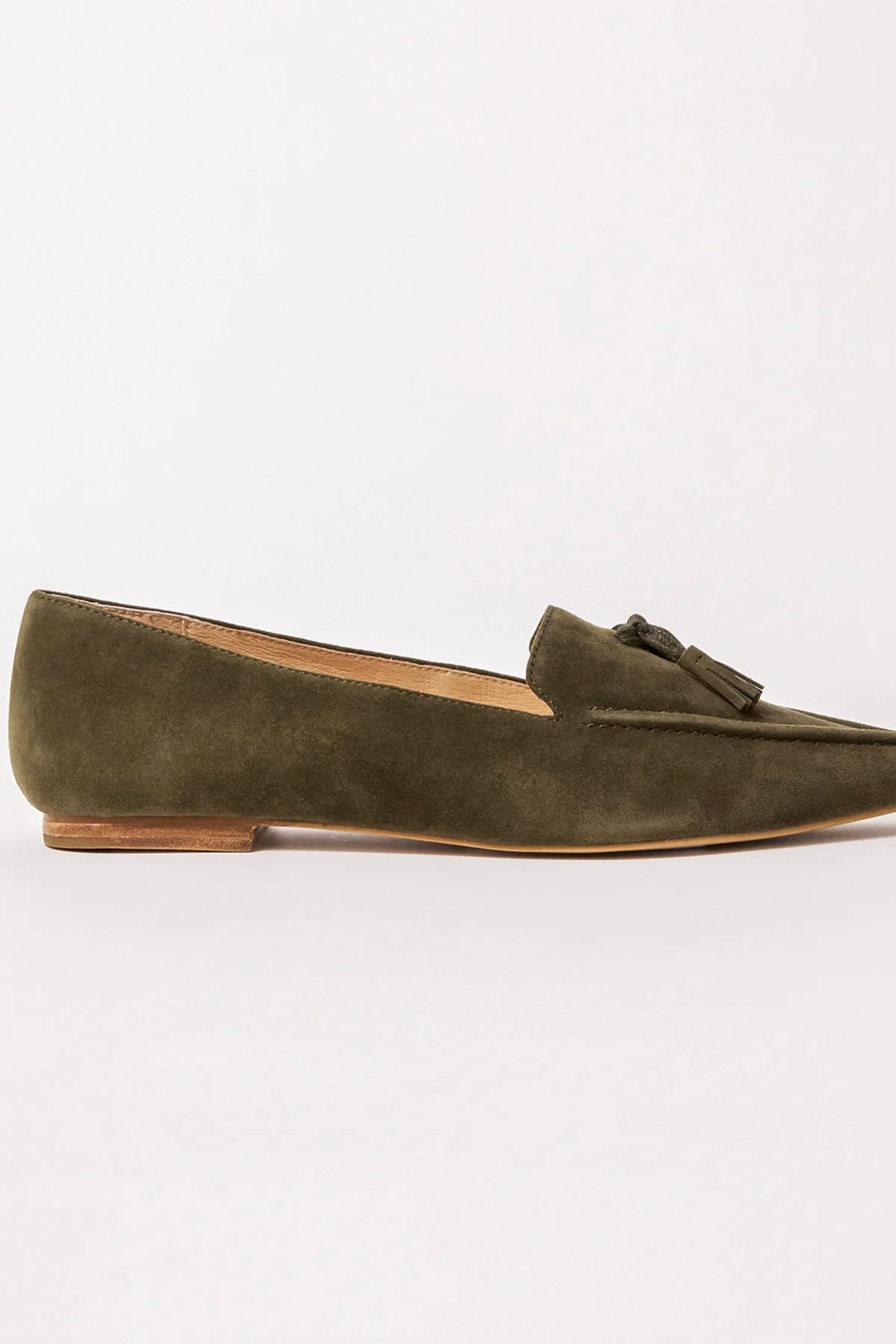 Poplar Pointed Flat Khaki Suede