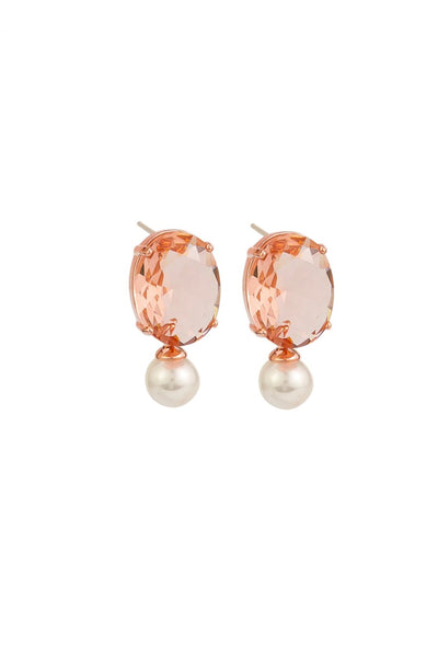 Peach Crystal & Pearl Earring