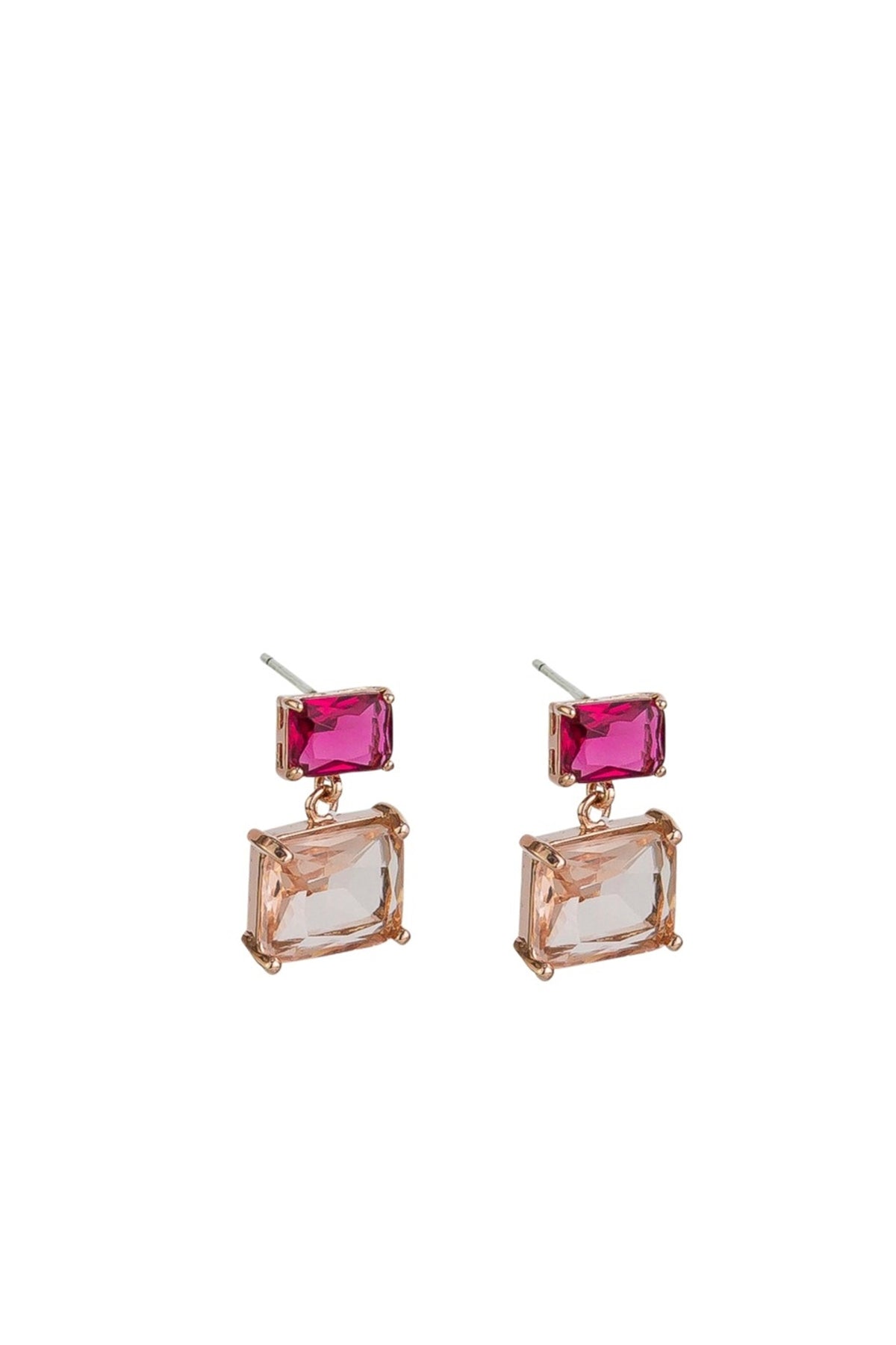 Ruby Retro Oblong Crystal Drop Earrings
