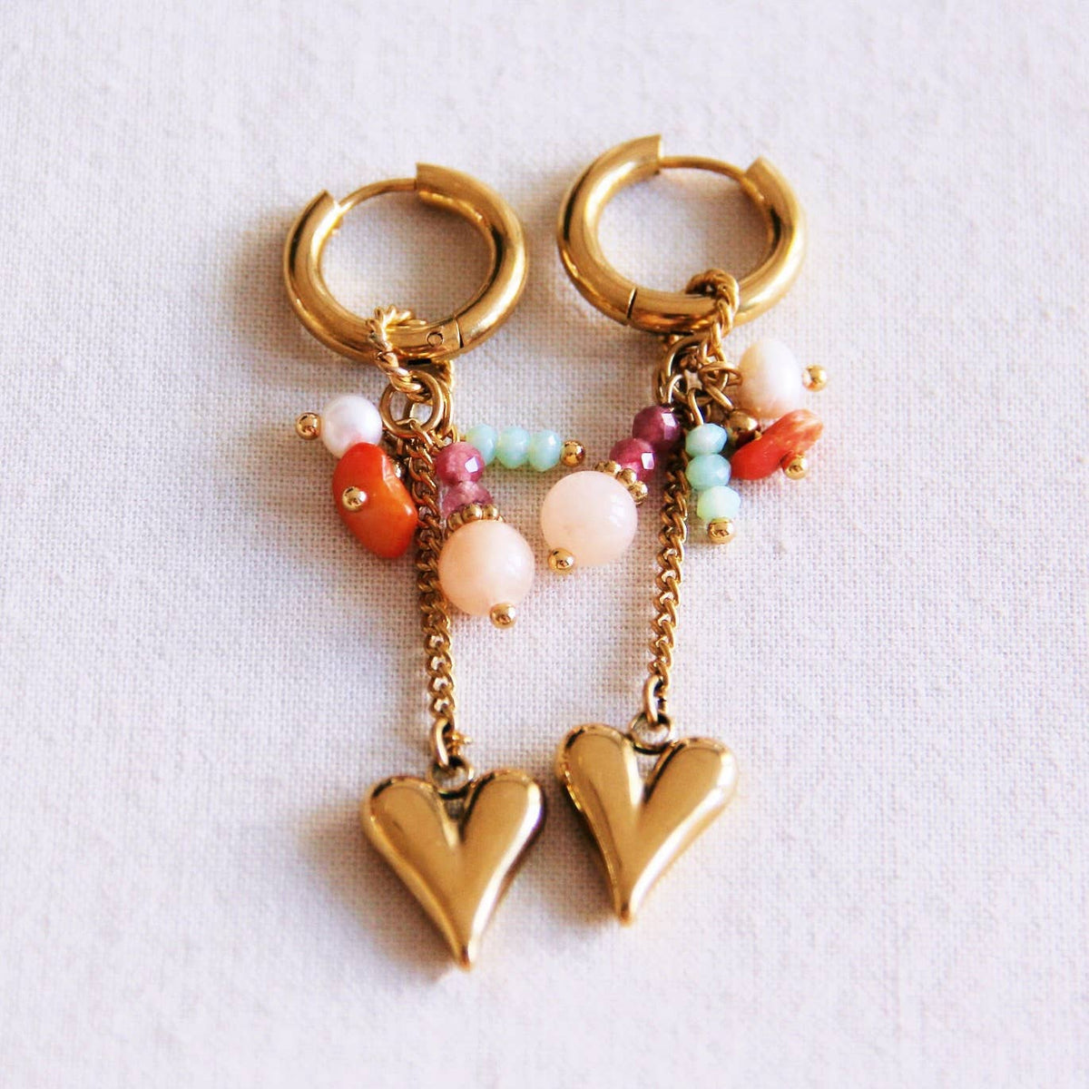Gemstones & Heart Earring