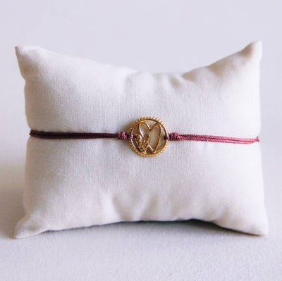 Satin Bracelet Charm Double Heart Old Pink