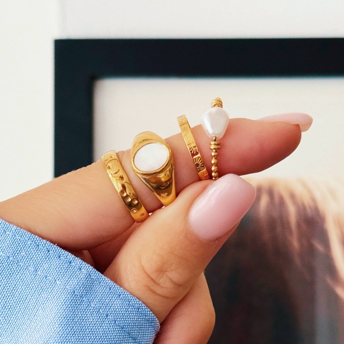 Pearl & Gold Ball Ring
