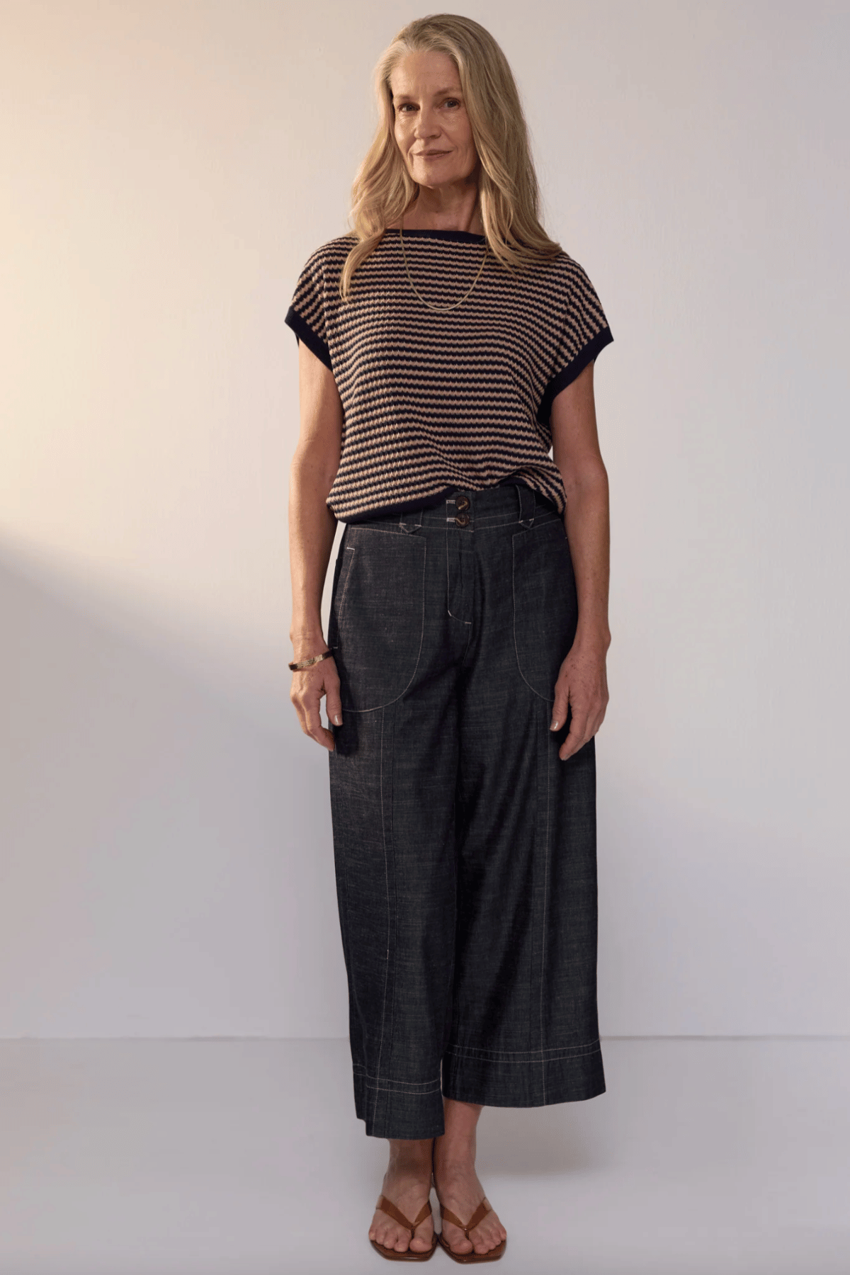 Naia Wobble Stripe Tee Ink Clay