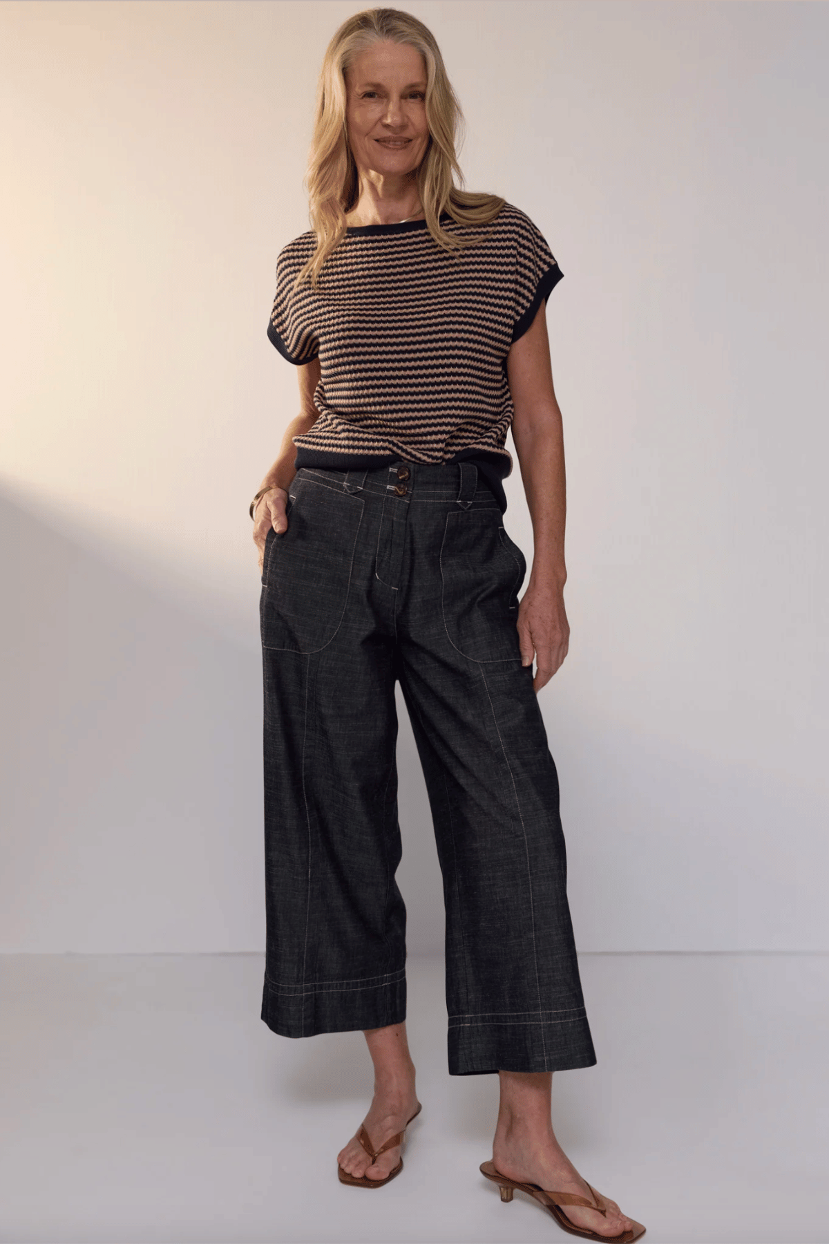 Naia Wobble Stripe Tee Ink Clay