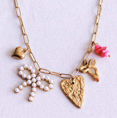 Charm Necklace Bow & Love