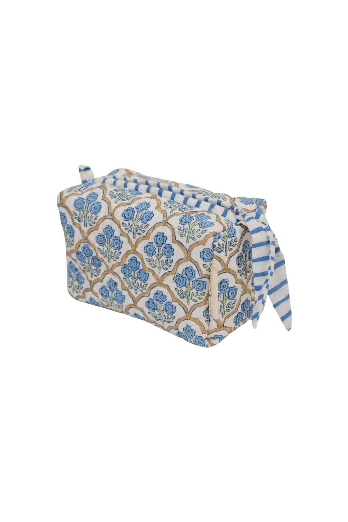 Organic Cotton Toiletry Bag Trellis Indigo