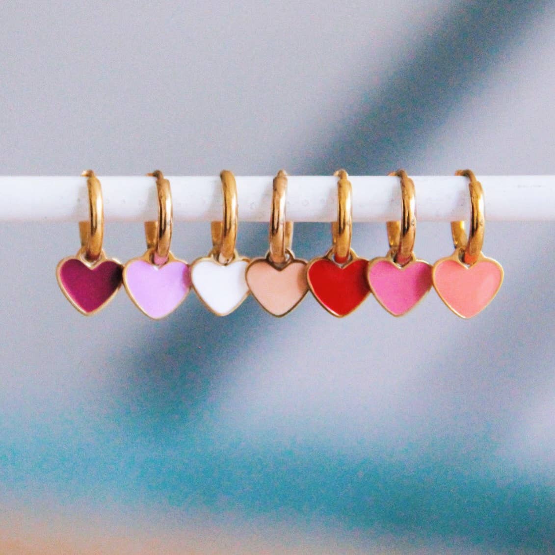 Red Heart Earring Hoops