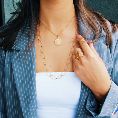 Long Oval Chain Necklace