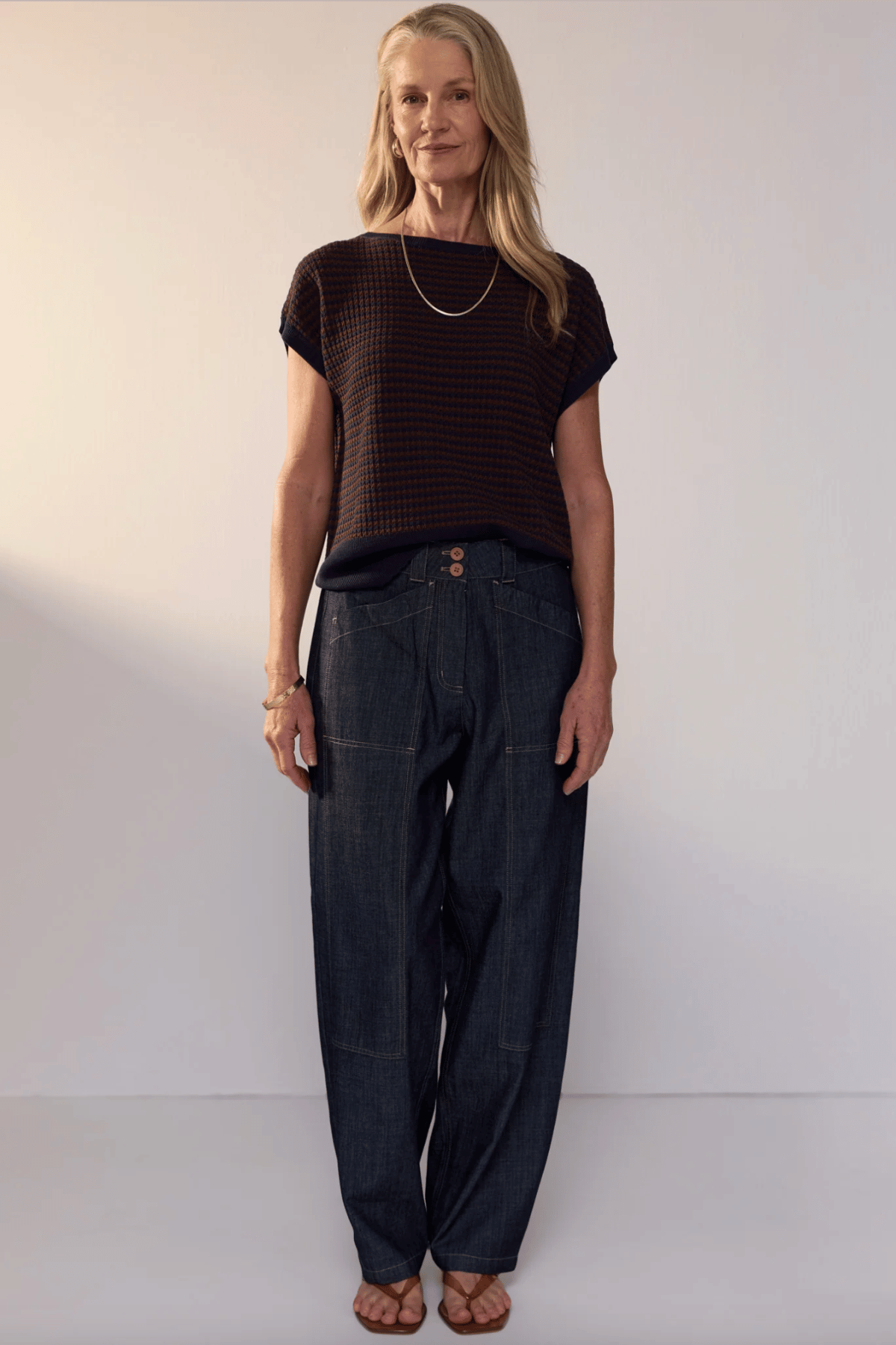 Naia Wobble Stripe Tee Ink Choc