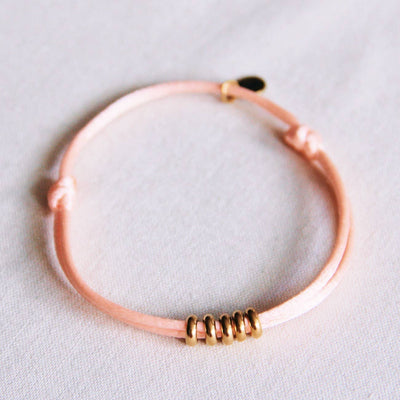 Satin Ring Charms Bracelet Salmon