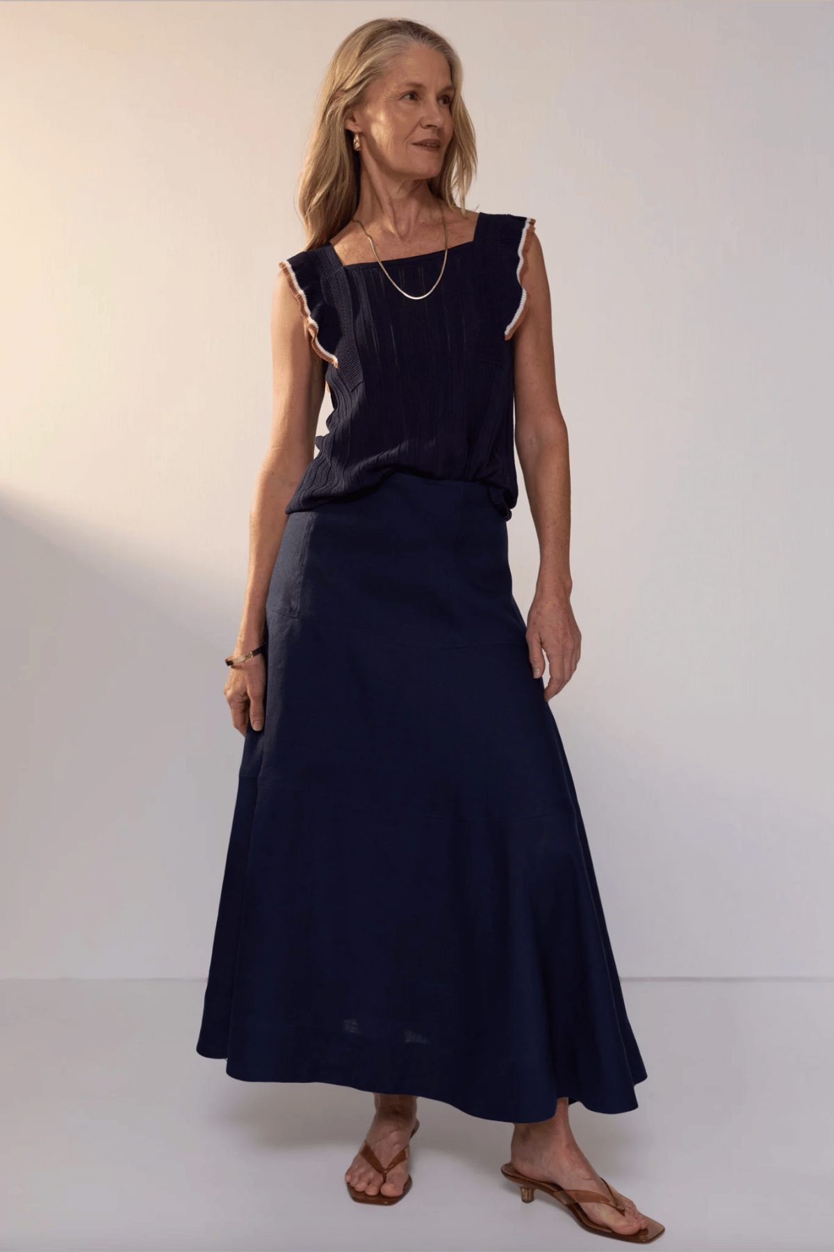 Naia Frill Sleeve Tank Ink Multi