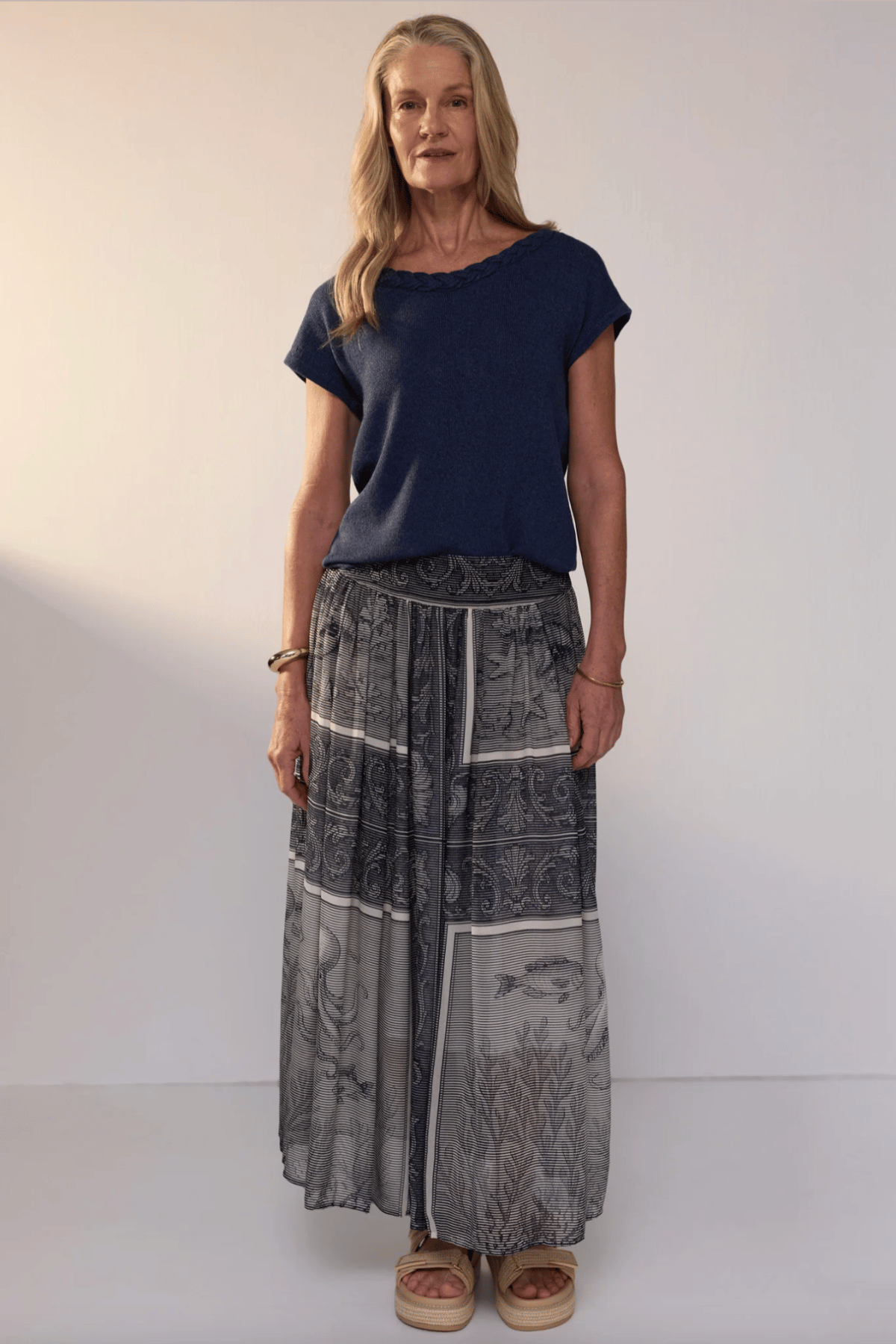 Braid Knit Top Blue