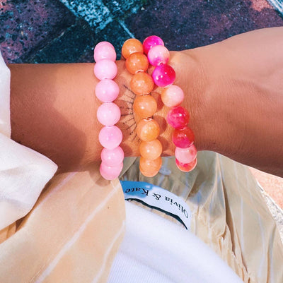 Natural Stone Bead Bracelet Tangerine