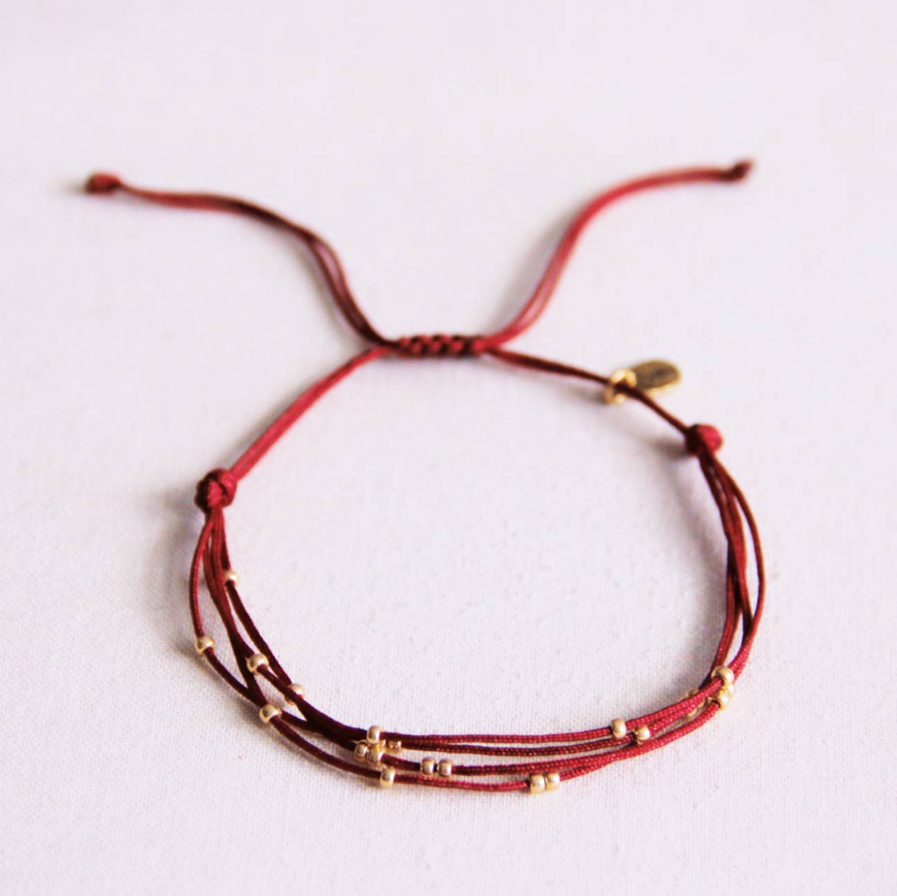 Quadruple Satin Bead Bracelet Bordeaux