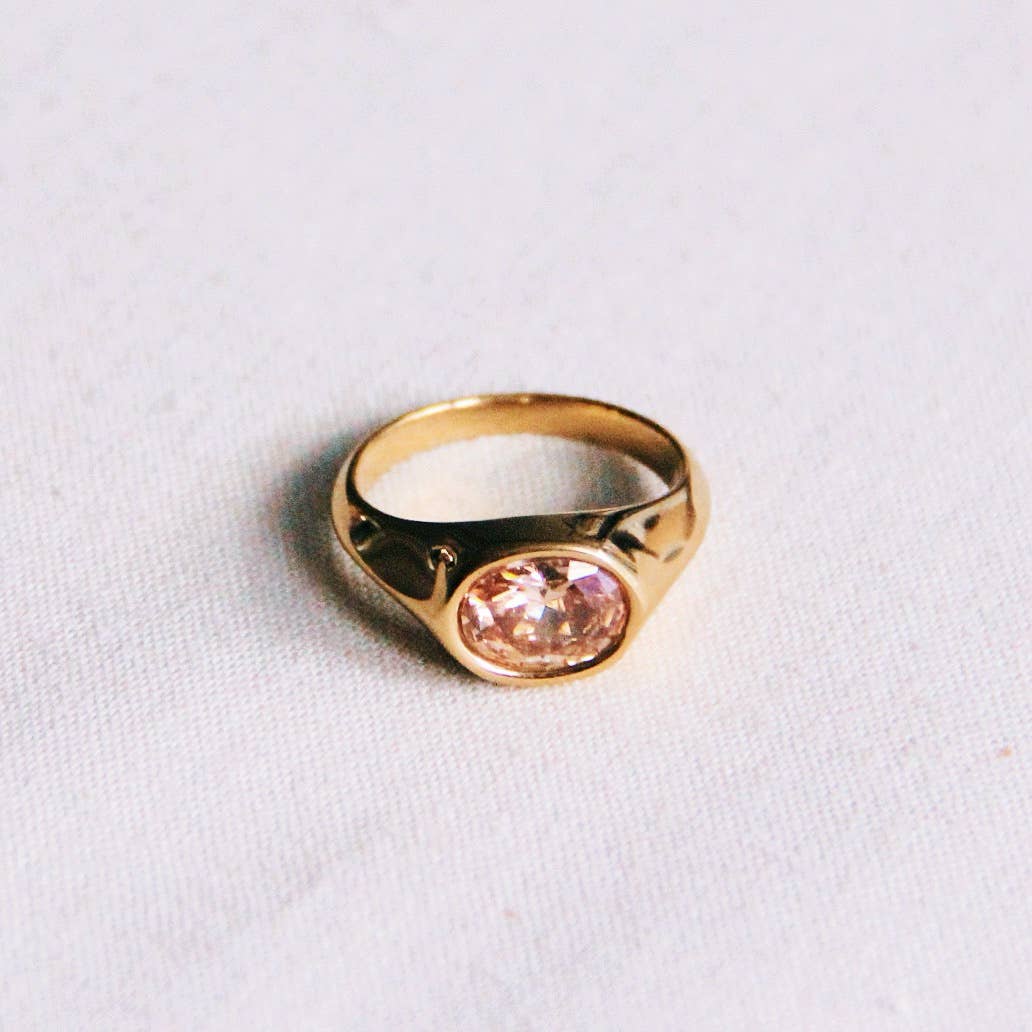 Ring Crystal Stone Peach