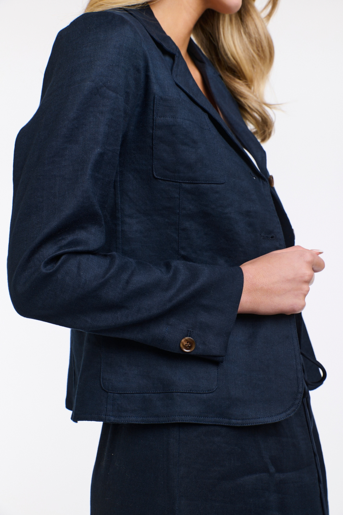 Maison Linen Blazer Midnight Blue