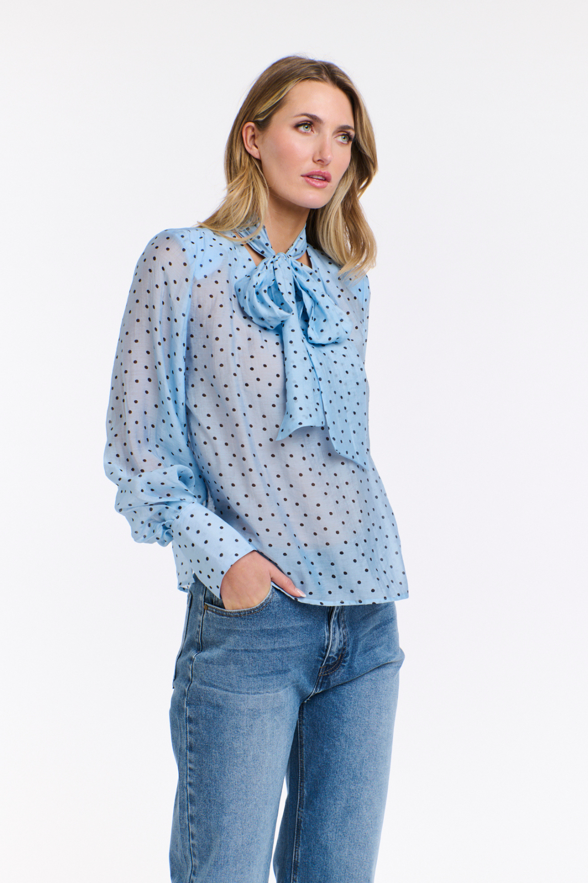 Milla Pussy Bow Blouse Bluebell