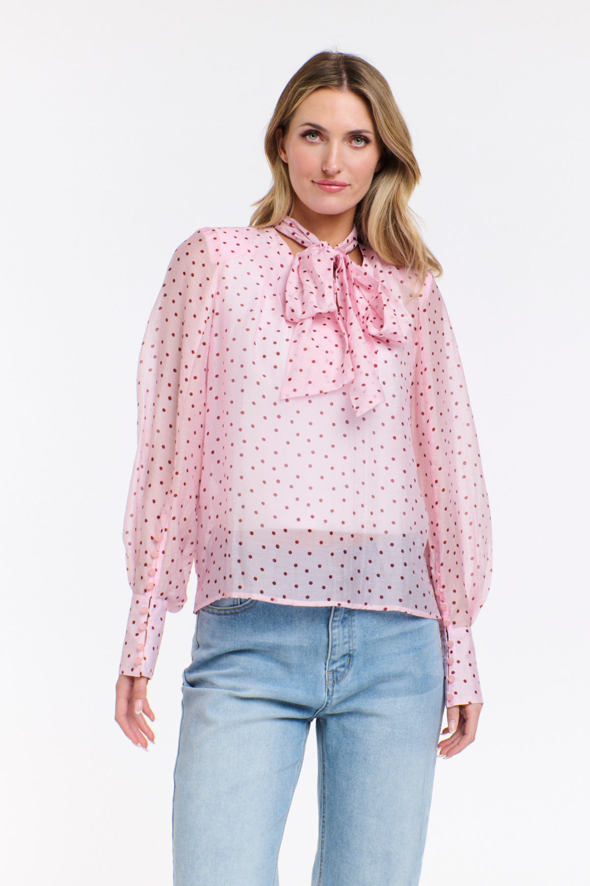 Milla Pussy Bow Blouse Blush