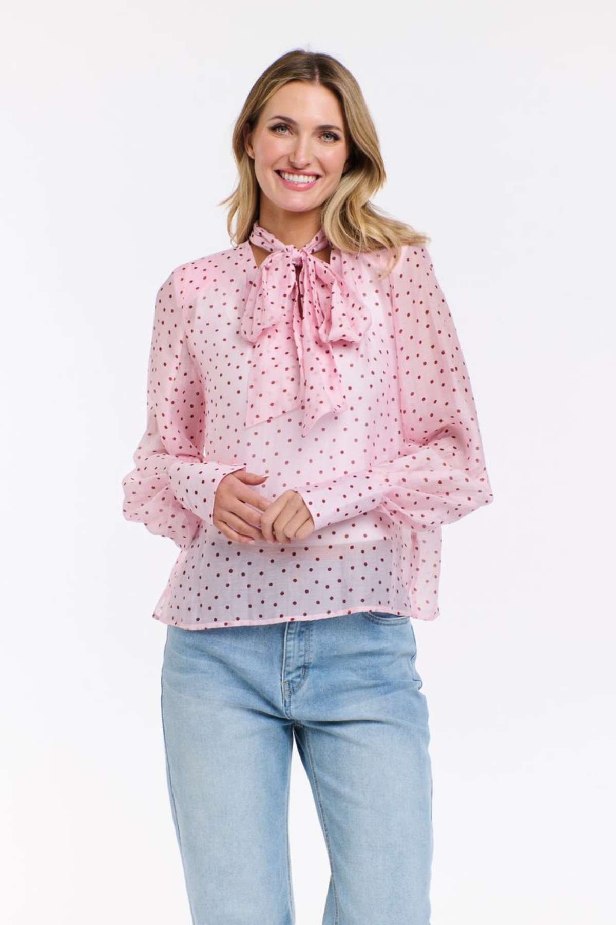 Milla Pussy Bow Blouse Blush